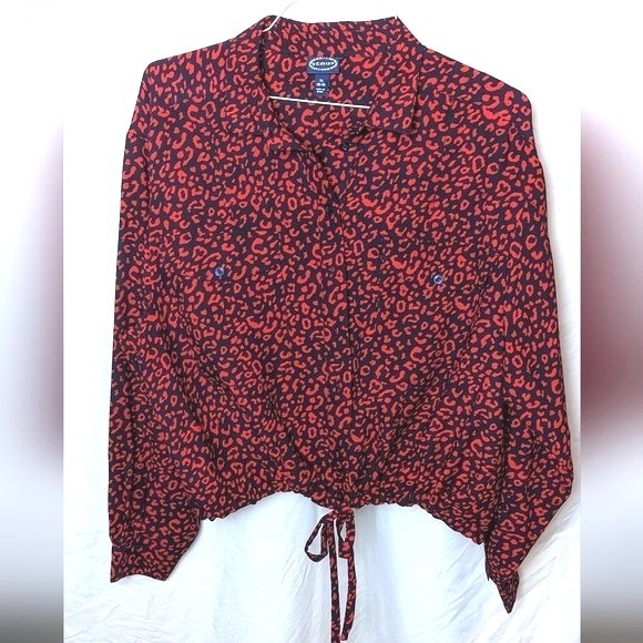 Scoop Red and Navy Animal Print Drawstring Waist‎ Maximalist Artsy - Picture 1 of 6